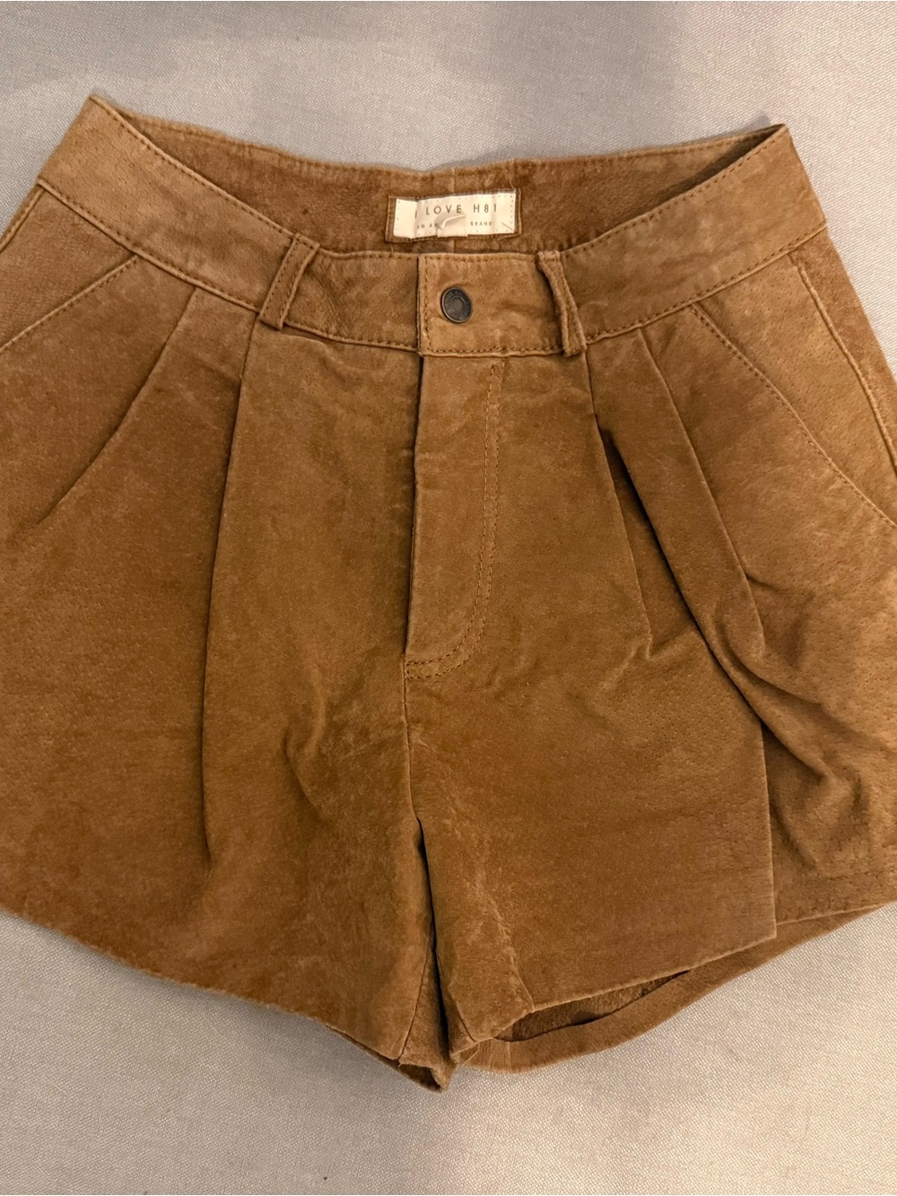Hollister Brown High-Waist 100% Suede-Women’s Shorts